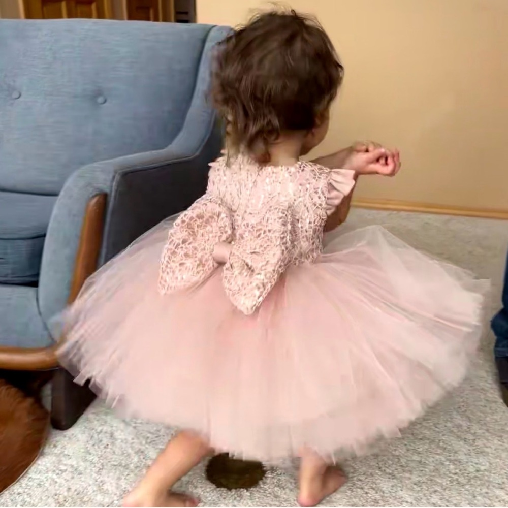 Custom made pink 2 year old girls Birthday dress